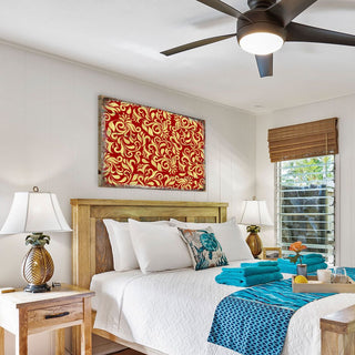 Red and Gold Floral Rustic Wooden Wall Art by G. DeBrekht - Floral Ornamental Decor - 95006B