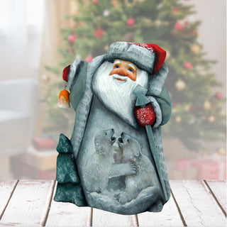 Frosty Story Santa Hand-Painted WOODCARVED Masterpiece by G. DeBrekht - Wildlife Holiday Decor - 2821703