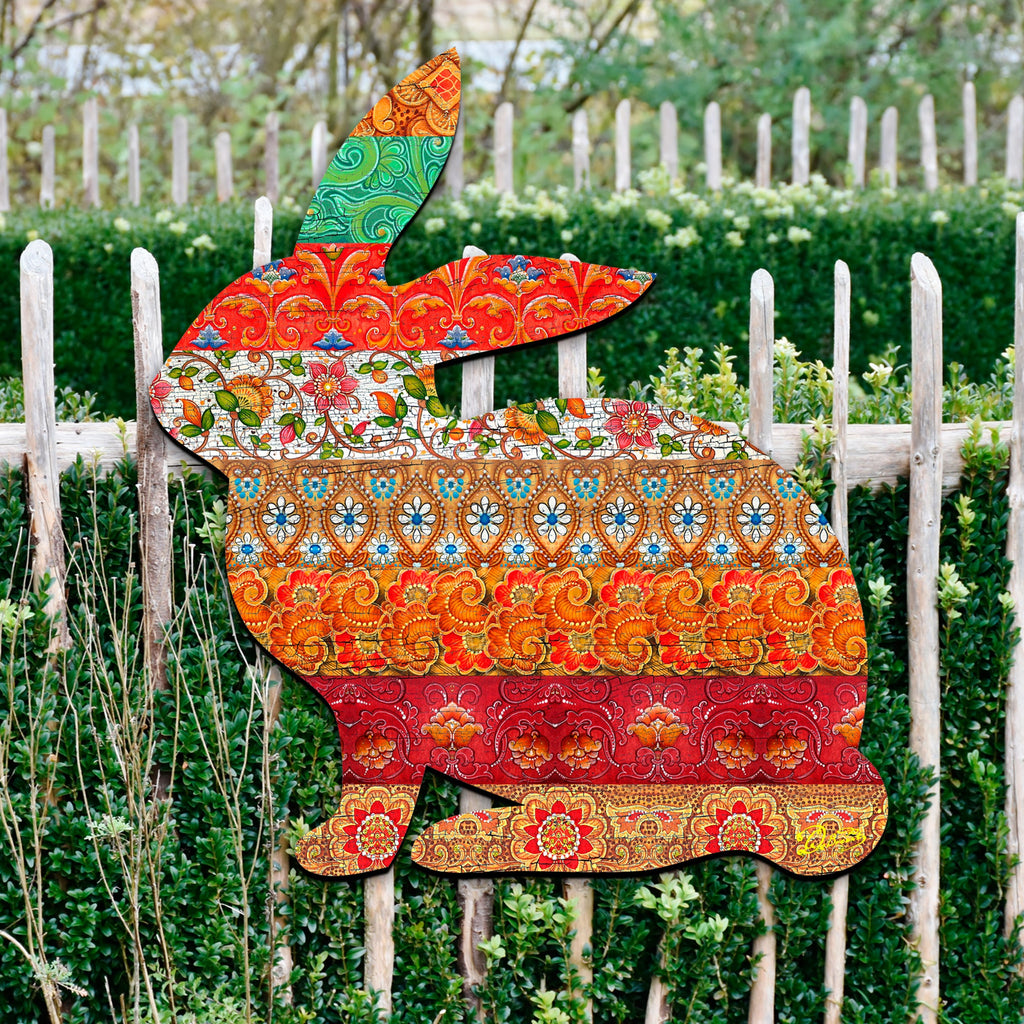 Easter Quilted Bunny Wooden Door Hanger, Wall Decor, Decorative Door Sign, Wall Art by G. DeBrekht Pets 8198134H