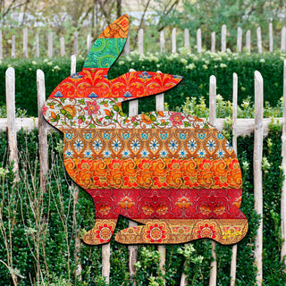 Easter Quilted Bunny Wooden Door Hanger, Wall Decor, Decorative Door Sign, Wall Art by G. DeBrekht Pets 8198134H