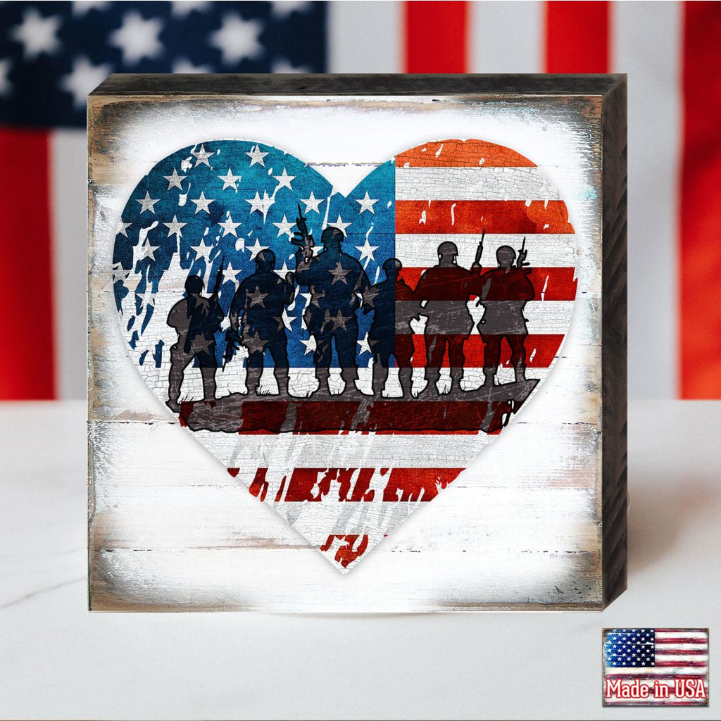 USA Military Heart Patriotic Wooden Decor by G. DeBrekht - American Patriotic Decor - 8187130B