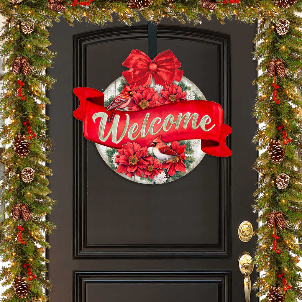 Christmas Welcome Sign Wood Decorations Welcome Sign Christmas Front  Snowflake