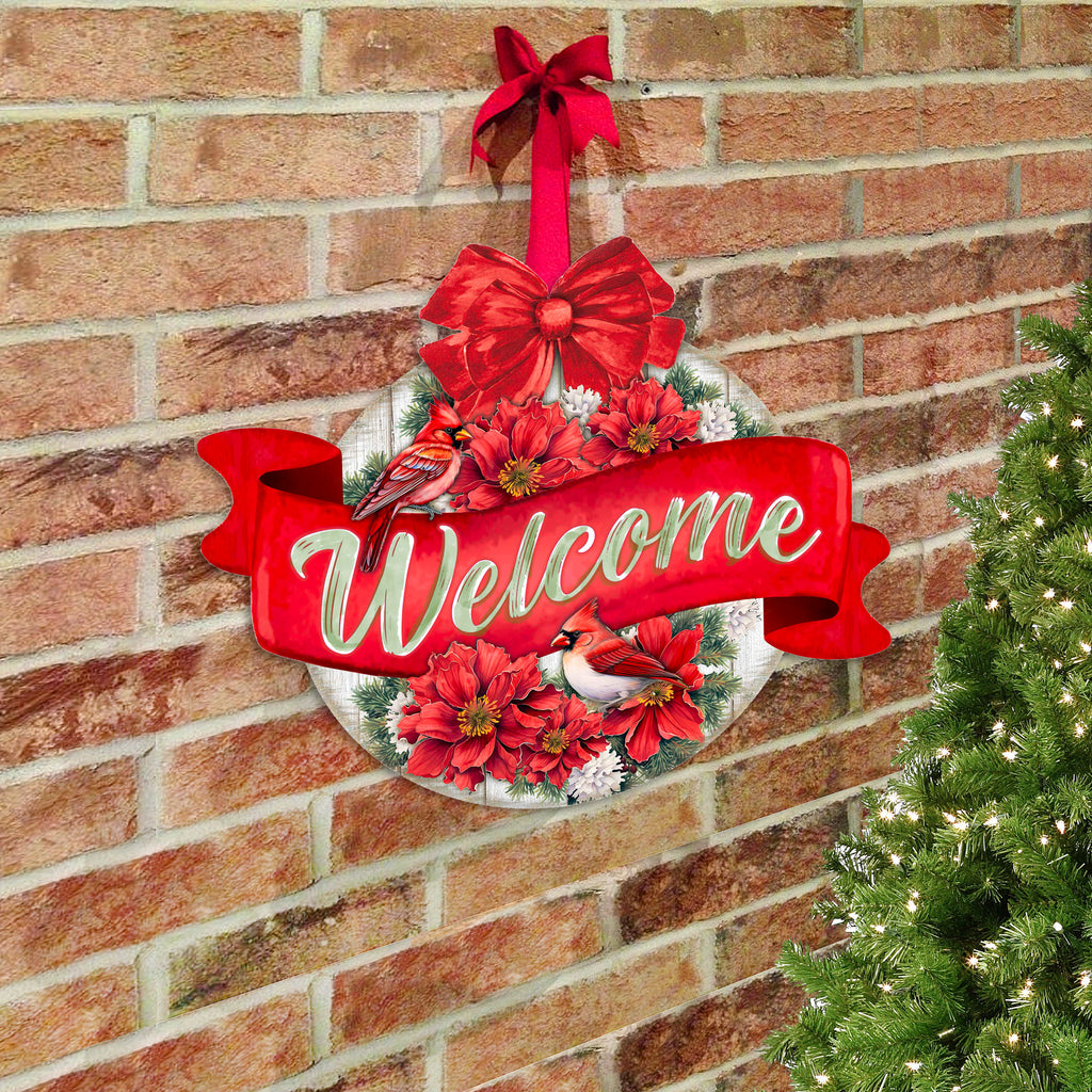 Christmas Welcome Sign Wood Decorations Welcome Sign Christmas Front  Snowflake