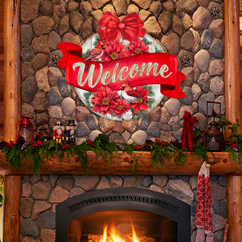 Christmas Welcome Sign Wood Decorations Welcome Sign Christmas Front  Snowflake