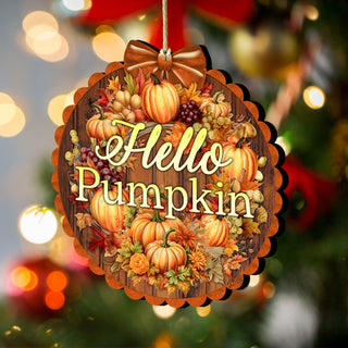 Hello Pumpkin Wooden Ornaments by G. Debrekht Thanksgiving Halloween Décor - 933120