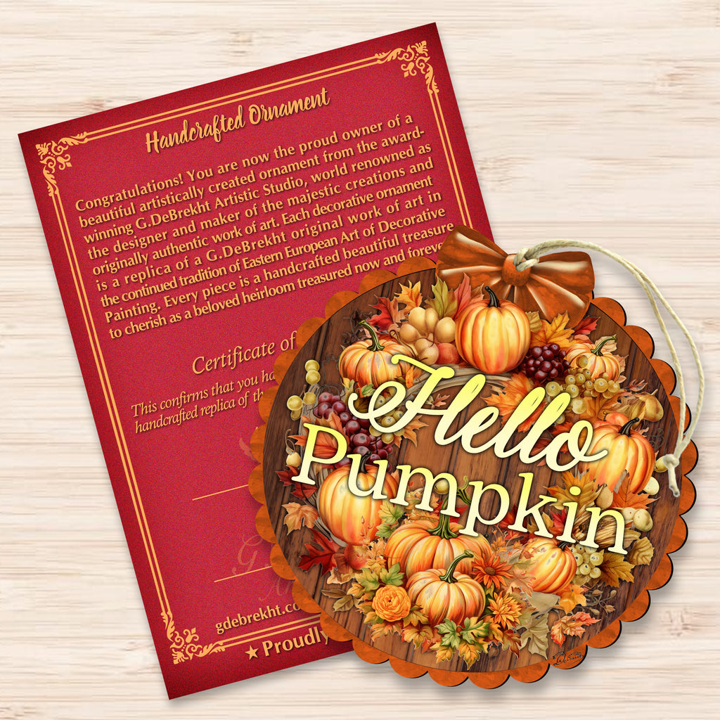 Hello Pumpkin Wooden Ornaments by G. Debrekht Thanksgiving Halloween Décor - 933120