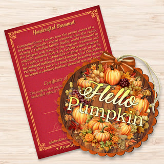 Hello Pumpkin Wooden Ornaments by G. Debrekht Thanksgiving Halloween Décor - 933120