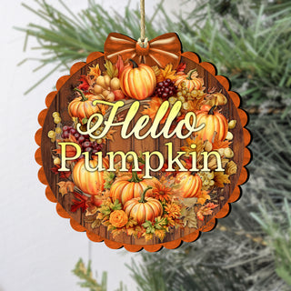 Hello Pumpkin Wooden Ornaments by G. Debrekht Thanksgiving Halloween Décor - 933120