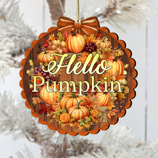 Hello Pumpkin Wooden Ornaments by G. Debrekht Thanksgiving Halloween Décor - 933120