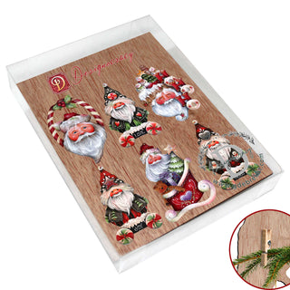 Magical Baby Santa Clip-On Eco Wood Decorative Ornaments Set of 6 by Jamie Mills-Price - Christmas Santa Snowman Decor - 8090051C-MP-S6