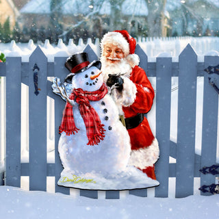 Building a Snowman Santa Door Decor by D. Gelsinger - Christmas Santa Snowman Decor - 8461053H-1627