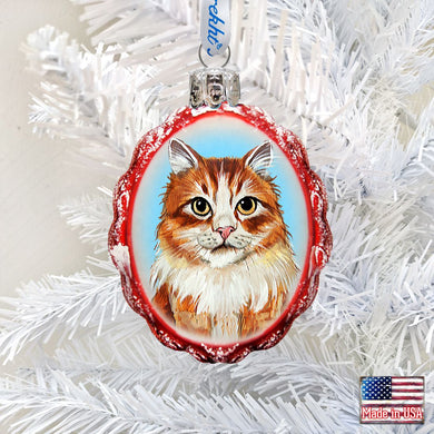 Red Tab with Curios Glance Mercury Glass Ornament by G. DeBrekht - Pets Dog and Cats Decor - 774012