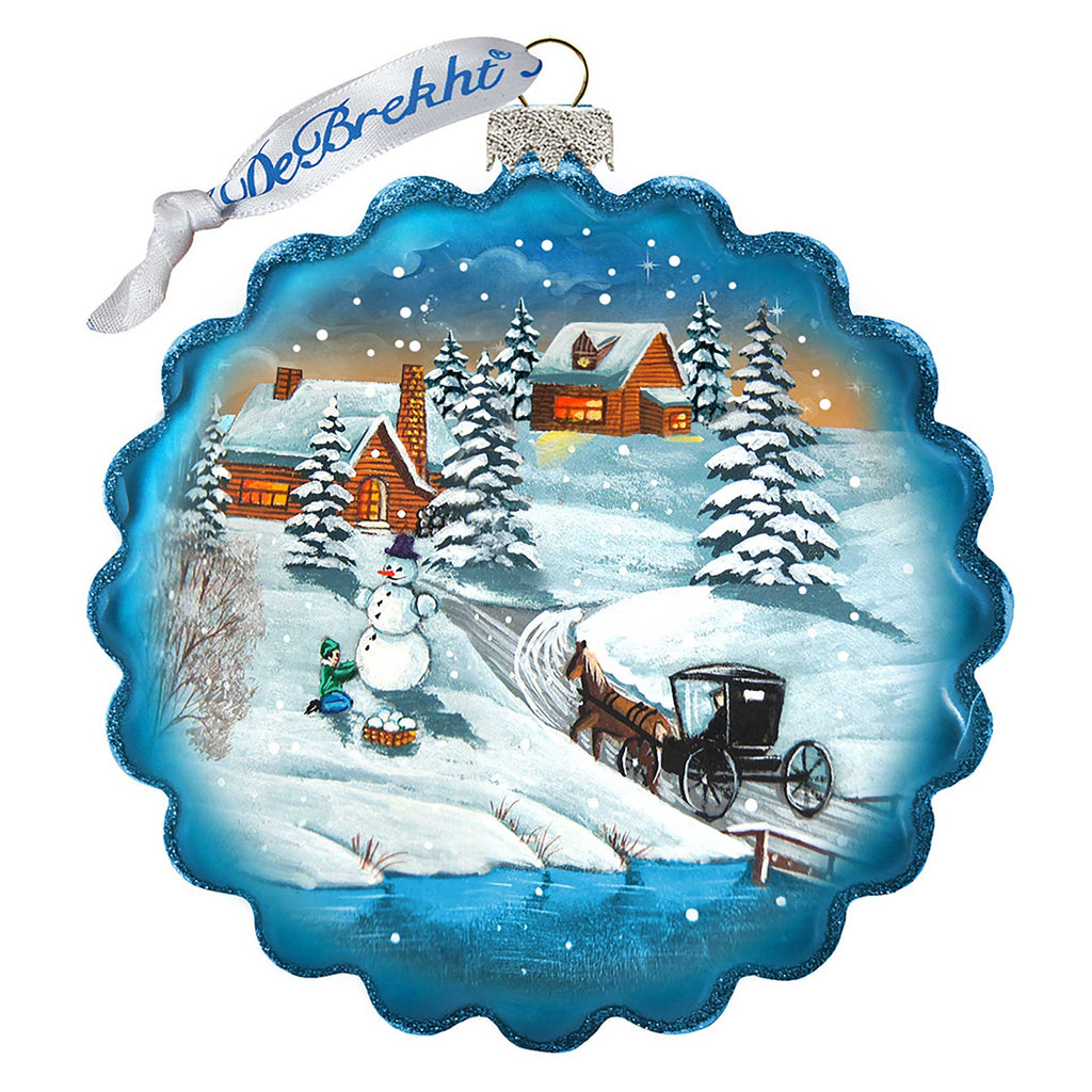 Vintage Village Wreath Glass Ornament by G. DeBrekht - Christmas Decor - 759-043