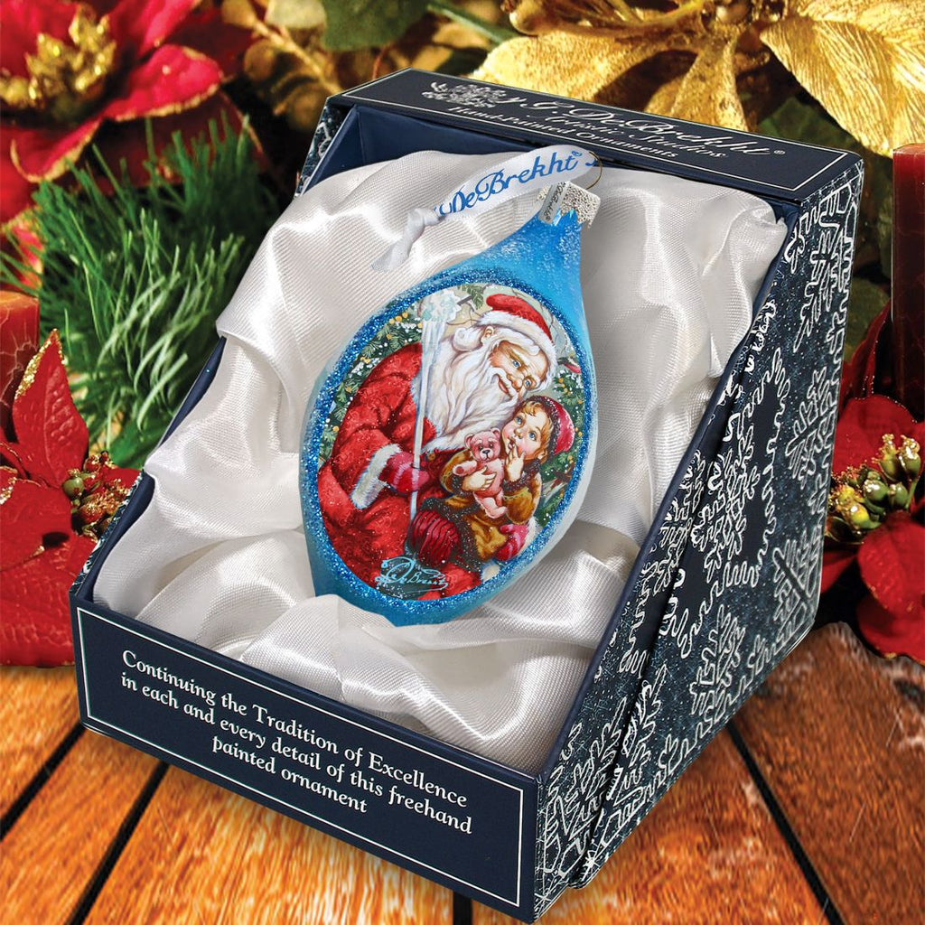 Teddy Bear Santa Drop Glass Ornament by G. DeBrekht - Christmas Decor - 757-006