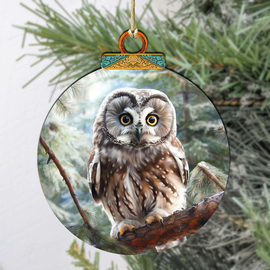 Alaskan Arctic Owl Wooden Ornaments by G.Debrekht - Wildlife Holiday Decor - 870050