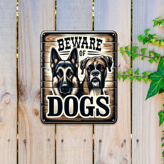 Beware of Dogs Wooden Sign – Handcrafted Birch Plywood Wall Décor – Indoor & Outdoor UV-Coated Dog Warning Sign – Made in USA - 961062