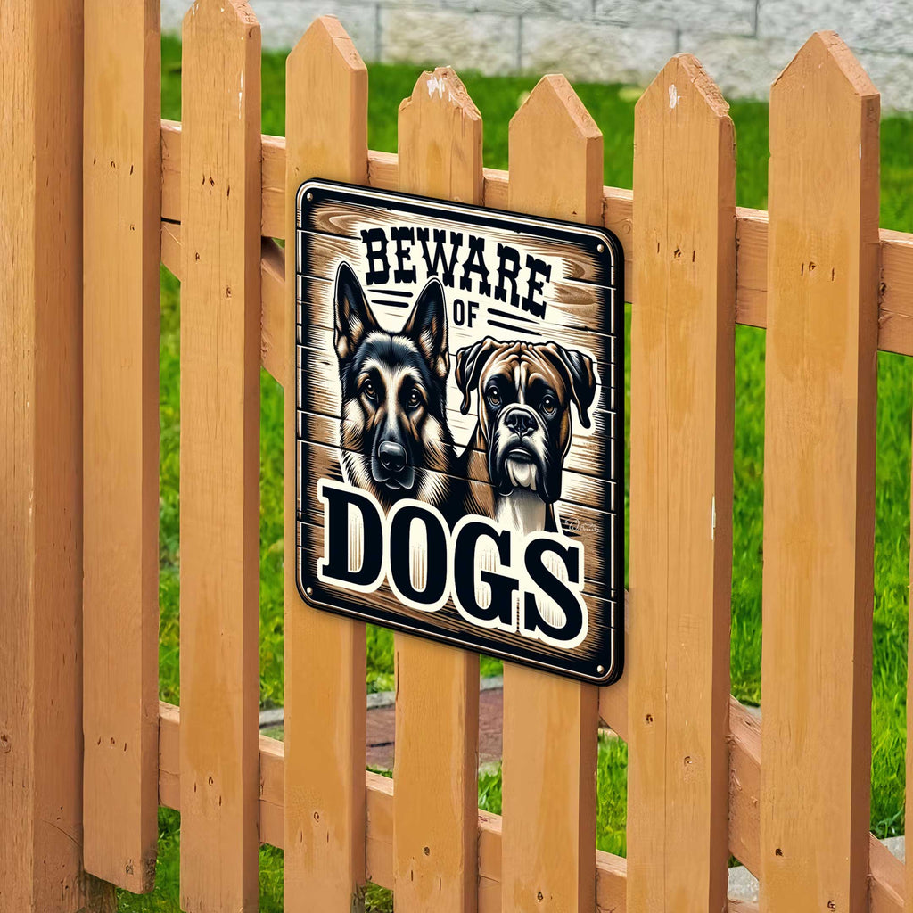 Beware of Dogs Wooden Sign – Handcrafted Birch Plywood Wall Décor – Indoor & Outdoor UV-Coated Dog Warning Sign – Made in USA - 961062