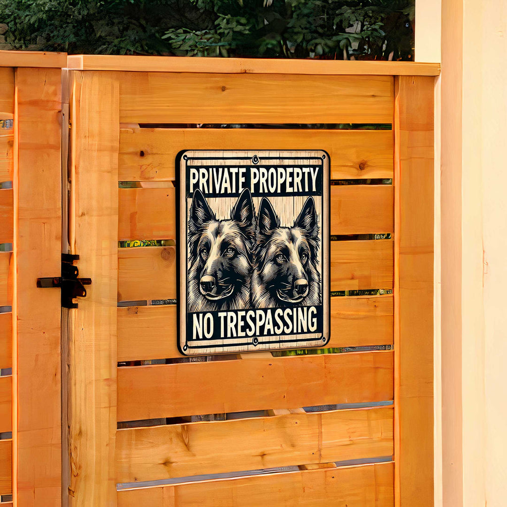Private Property No Trespassing Wooden Sign – Handcrafted Rustic Dog Sign by Designocracy – Indoor & Outdoor Birch Plywood Décor - 961063