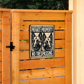 Private Property No Trespassing Wooden Sign – Handcrafted Rustic Dog Sign by Designocracy – Indoor & Outdoor Birch Plywood Décor - 961063