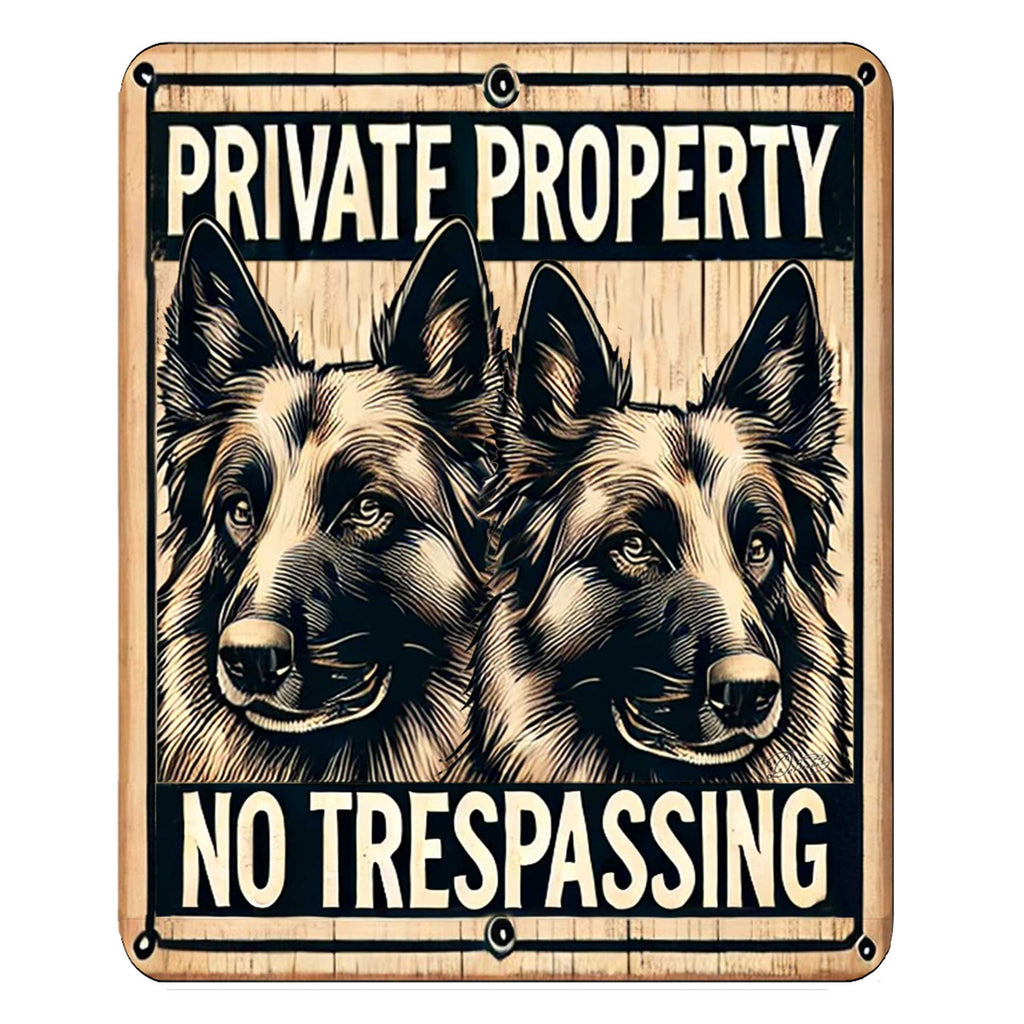 Private Property No Trespassing Wooden Sign – Handcrafted Rustic Dog Sign by Designocracy – Indoor & Outdoor Birch Plywood Décor - 961063