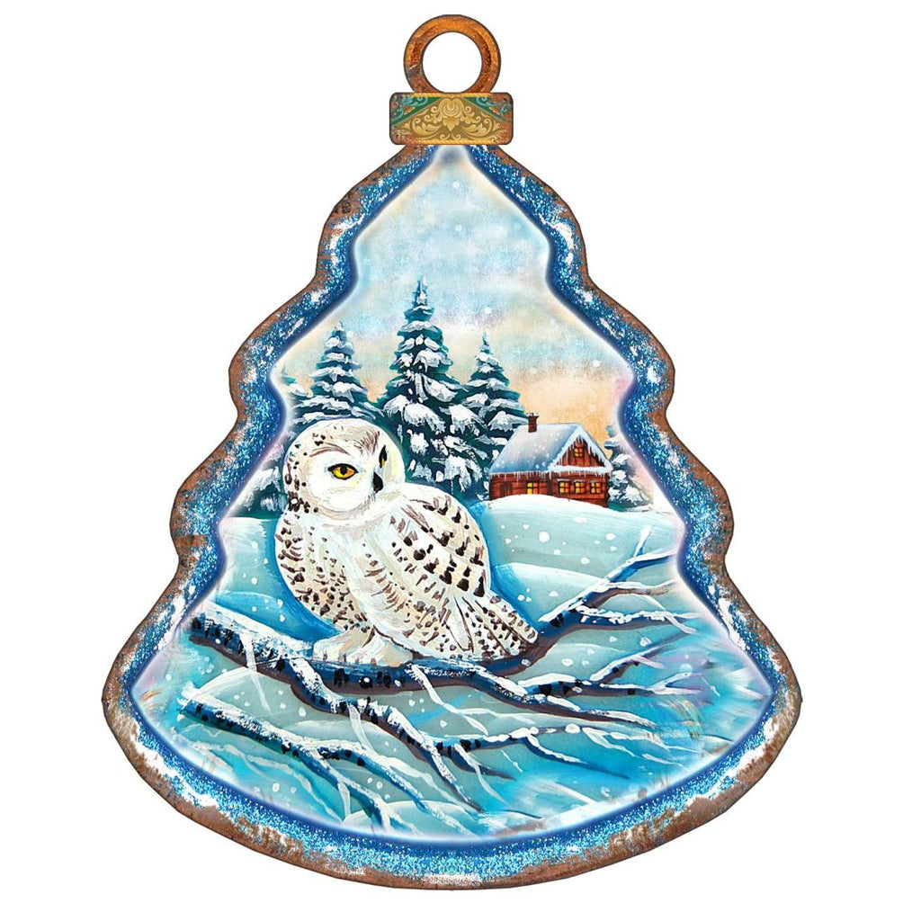 White Owl Wooden Ornaments - Tree Ornament by G. DeBrekht - Wildlife Holiday Decor - 8015221