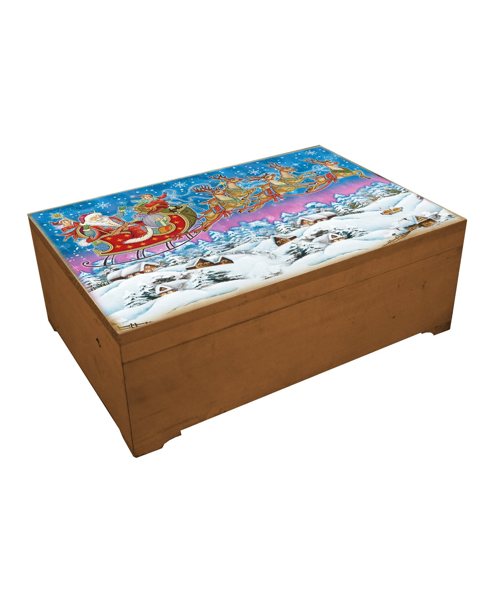 Up-Up and Away Wood Carved Box 12x8