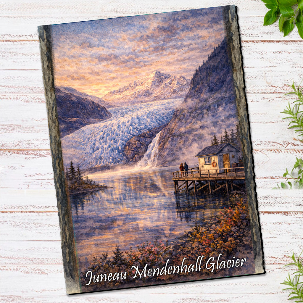 Sunset Glacier & Lakeside Cabin Art Card by G. Debrekht - 97112GC