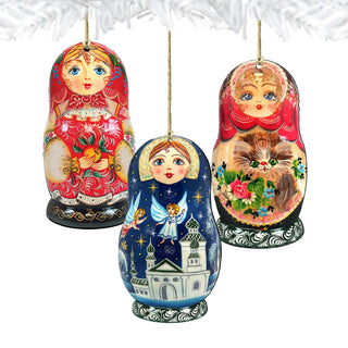 Story Dolls Wooden Ornaments Set of 3 by G. DeBrekht - Christmas Decor - 8100108S3
