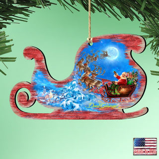 Santa Magical Flight Wooden Ornaments by Gelsinger - Christmas Santa Snowman Decor - 8161020-1314