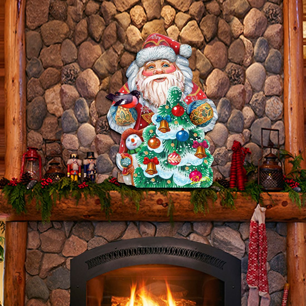 Santa Tree Decorating Christmas Door Decor by G. DeBrekht - Christmas Santa Snowman Decor - 8119181H