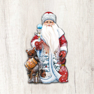 Santa and a Honey Bear Door Decor by G. DeBrekht - Christmas Santa Snowman Decor - 8128811H