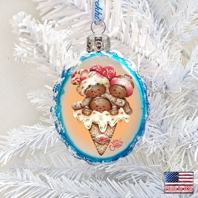 Joy Cone Babies Mercury Glass Ornament by Jamie Mills-Price - Christmas Santa Snowman Decor - 778208-7512