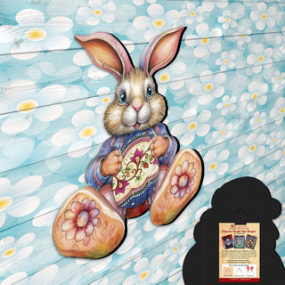 Easter Bunny Boy with Egg Holiday Door Decor by G. Debrekht - Easter Spring Decor - 8652767H