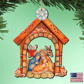 Village Nativity Christmas Wooden Ornaments by G. DeBrekht - Nativity Holiday Decor - 8152630