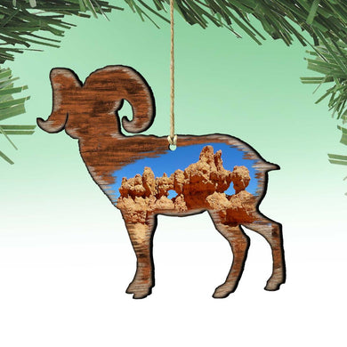 Goat Shaped Wooden Ornaments by G. DeBrekht - Wildlife Holiday Decor - 8198228