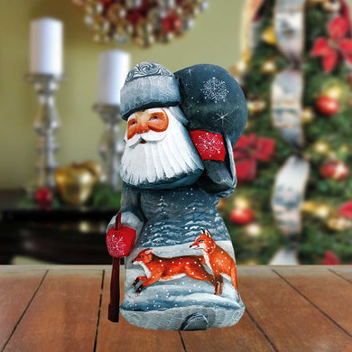 Delightful Foxy Santa Hand-Painted WOODCARVED Masterpiece by G. DeBrekht - Wildlife Holiday Decor - 820204 *** PRE-ORDER - Handmade Just for You! ***