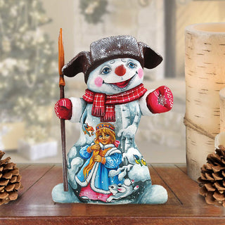 Fun in The Snow Santa Hand-Painted WOODCARVED Masterpiece by G. DeBrekht - Christmas Santa Snowman Decor - 821581 *** PRE-ORDER - Handmade Just for You! ***