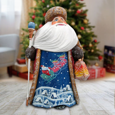 Up-Up Away Yuletide Hand-Painted WOODCARVED Masterpiece by G. DeBrekht - Christmas Decor - 8214832