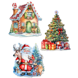Christmas Is Here Clip-On Eco Wood Decorative Ornaments Set of 3 by G. Debrekht - Christmas Decor - 8091028C-S3