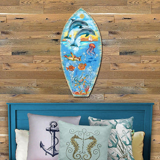 Sea Creatures Surfing Board Door Decor by G. DeBrekht - Coastal Holiday Decor - 8198522-3H