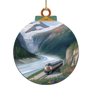 Alaska's Mountain Railway Wooden Ornaments by G.Debrekht - Wildlife Holiday Decor - 870042