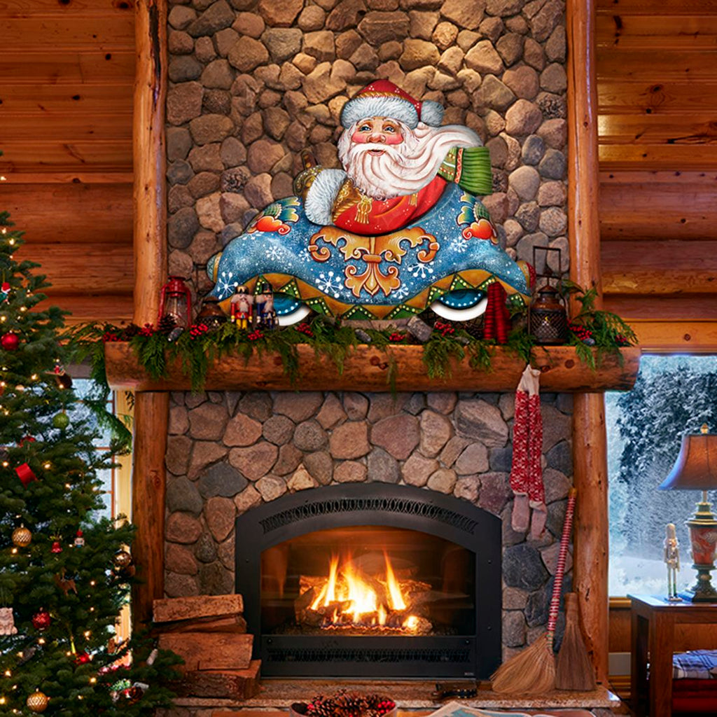 Santa In the Car Christmas Door Decor by G. DeBrekht - Christmas Santa Snowman Decor - 8112045H