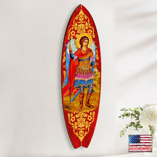 St. Michael Surfboard Coastal Door Art by G. DeBrekht - Coastal Sea-Life Decor - 8490105HS