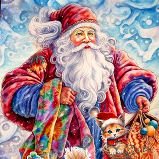 Christmas Magic Santa Hand-Painted WOODCARVED Masterpiece Figurine by G. DeBrekht - Santa Snowman Christmas Decor - 215871