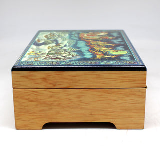 One-of-a-Kind Christmas Night Lacquered & Polished WOODCARVED Music Jewelry BOX - 9x6x3 Inches, Unique Home Decoration Beautiful Gift Rare Find Collectible, Unique Hand Carved Gift