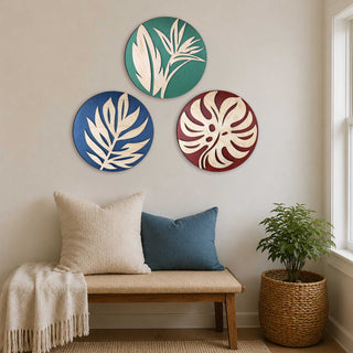 Tropical Botanical Wall Art Set of 3 – Organic Elements Collection - G987006