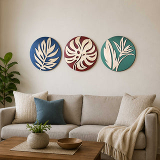 Tropical Botanical Wall Art Set of 3 – Organic Elements Collection - G987006