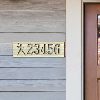 Handcrafted Baseball House Number Sign – Wooden Address Plaque with Sports Theme – Custom Home Handcrafted Wooden Address Sign MA989828
