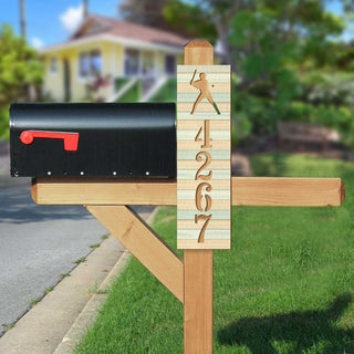 Handcrafted Baseball House Number Sign – Wooden Address Plaque with Sports Theme – Custom Home Handcrafted Wooden Address Sign MA989828