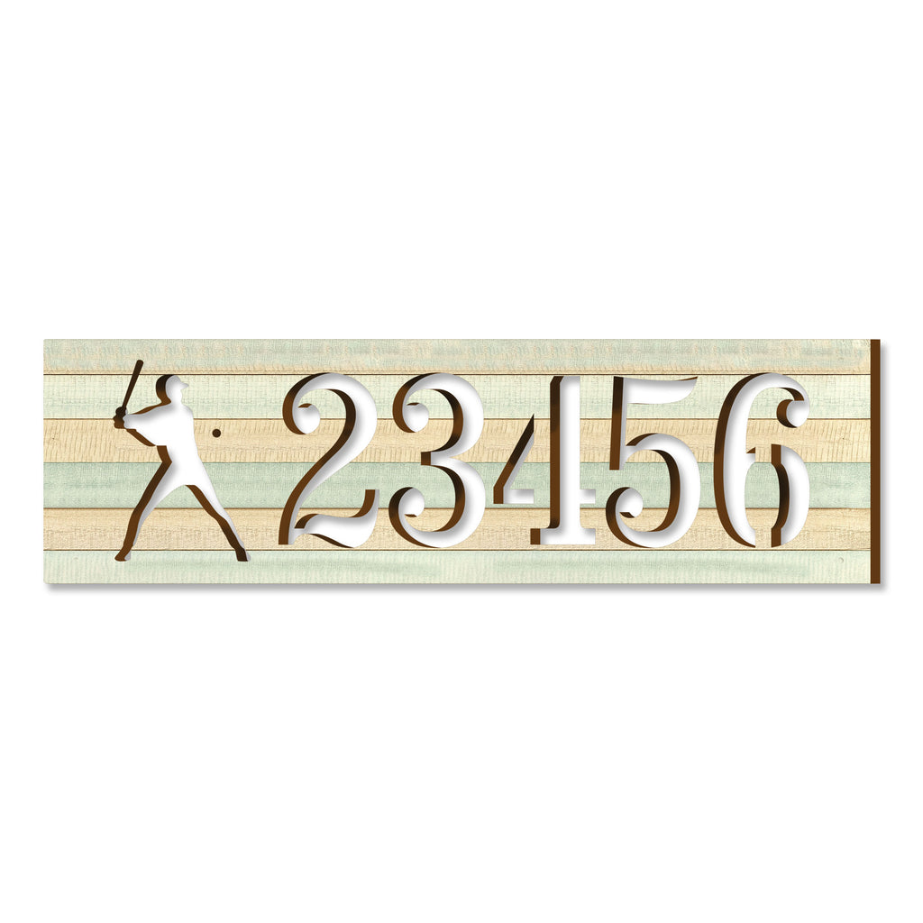 Handcrafted Baseball House Number Sign – Wooden Address Plaque with Sports Theme – Custom Home Handcrafted Wooden Address Sign MA989828